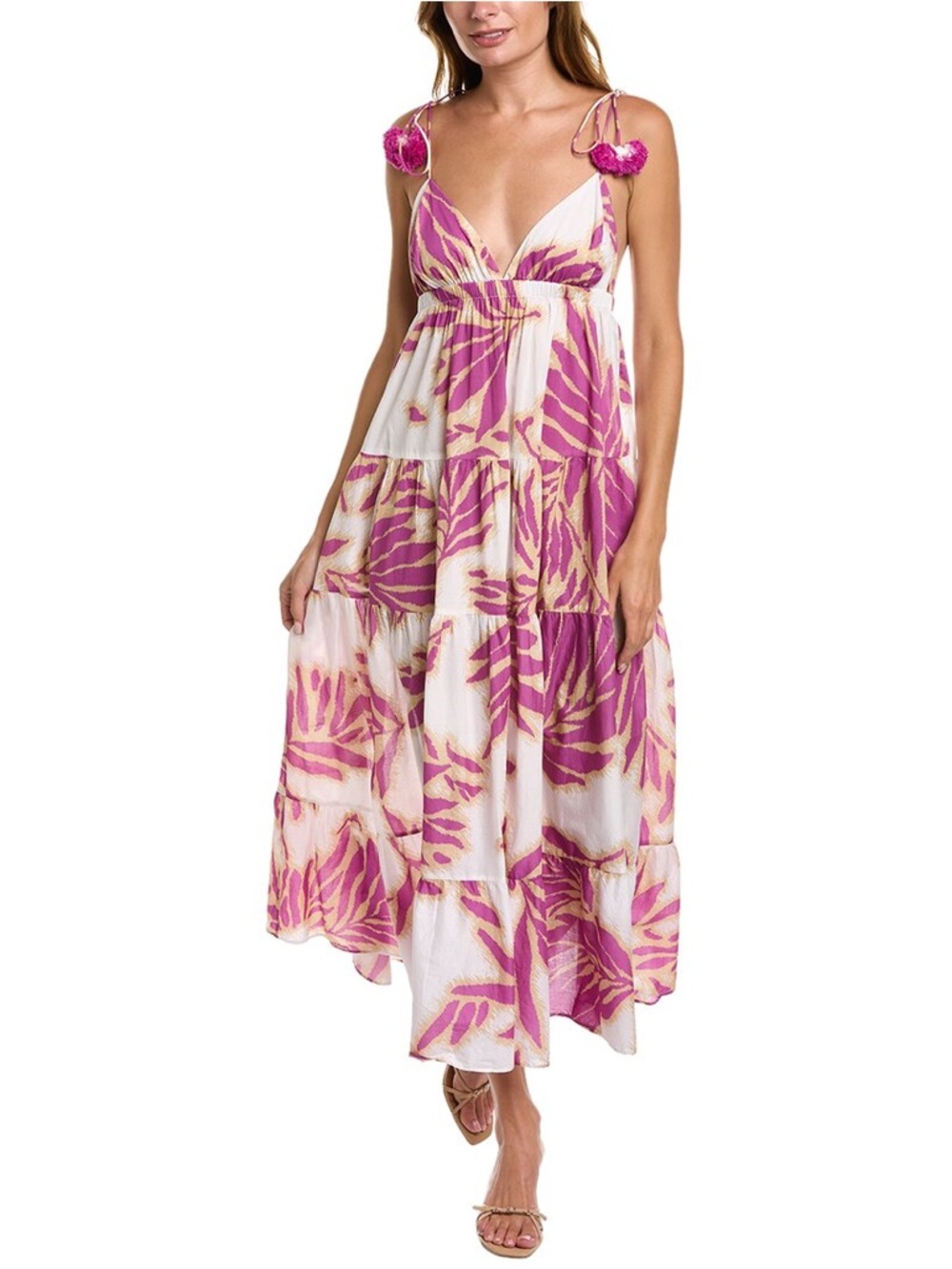 Tanya Taylor Fiorella Tiered Maxi Dress Small S Beach Sun Swim Vacation